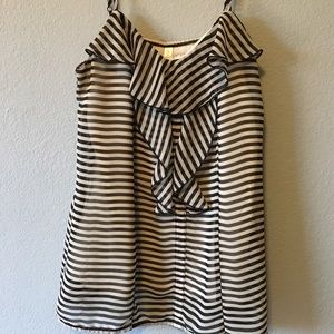 Striped Ruffle Spaghetti Strap Top